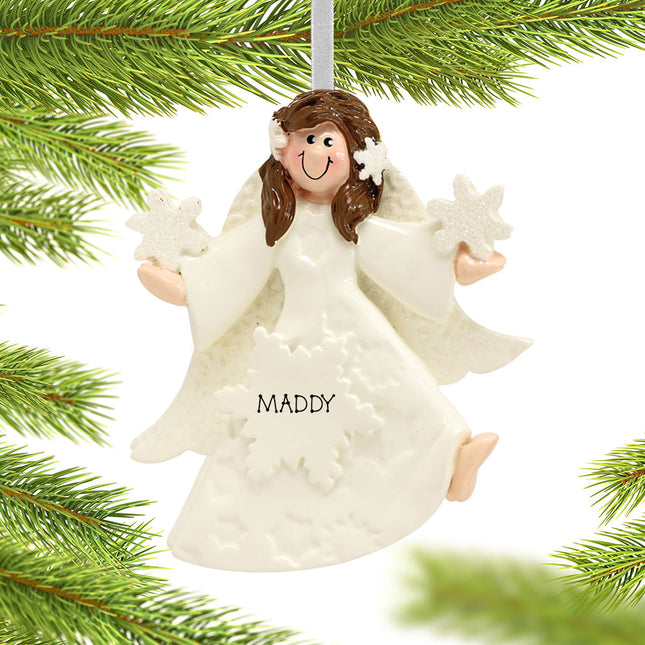 custom personalized glitter snowflake angel christmas ornament – Christmas ornament, holiday tree decoration or gift