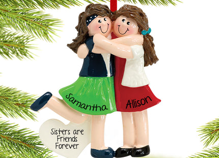 engraved personalized two friends or sisters christmas ornament – Christmas ornament, holiday tree decoration or gift