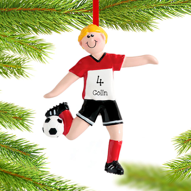 holiday personalized soccer boy christmas ornament – Christmas ornament, holiday tree decoration or gift