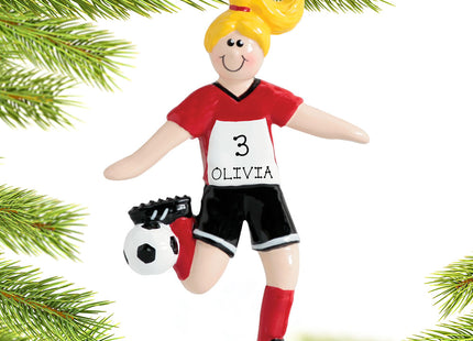 custom personalized soccer girl black shorts christmas ornament – Christmas ornament, holiday tree decoration or gift