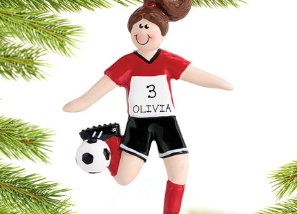 engraved personalized soccer girl black shorts christmas ornament – Christmas ornament, holiday tree decoration or gift
