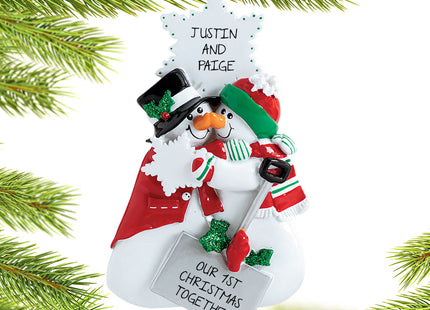 keepsake personalized snowman nose kisses couple christmas ornament – Christmas ornament, holiday tree decoration or gift