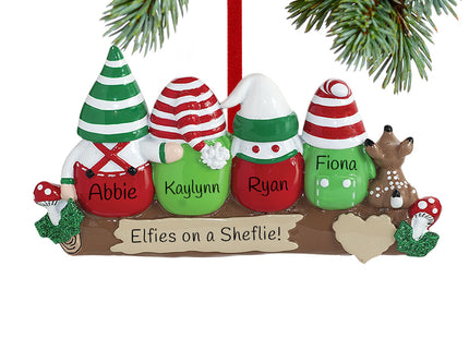 keepsake personalized idle elves family of 4 christmas ornament – Christmas ornament, holiday tree decoration or gift