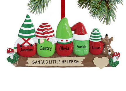 holiday personalized idle elves family of 5 christmas ornament – Christmas ornament, holiday tree decoration or gift