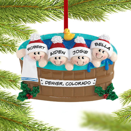 Hot Tub Family Personalized Ornament - 2, 3, 4, 5, 6 Family Members