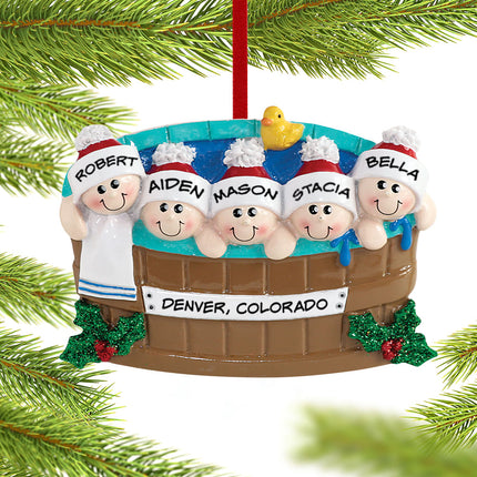 Hot Tub Family Personalized Ornament - 2, 3, 4, 5, 6 Family Members