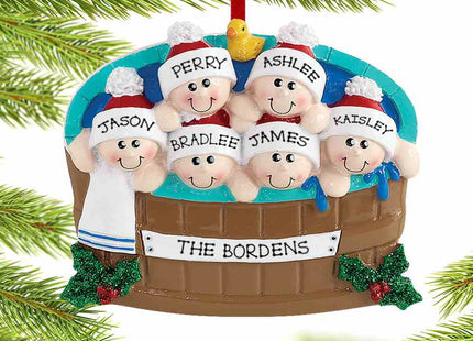 engraved personalized hot tub family of 6 christmas ornament – Christmas ornament, holiday tree decoration or gift