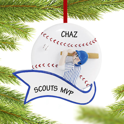 holiday personalized baseball male christmas ornament – Christmas ornament, holiday tree decoration or gift