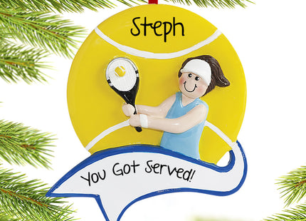 engraved personalized tennis female christmas ornament – Christmas ornament, holiday tree decoration or gift