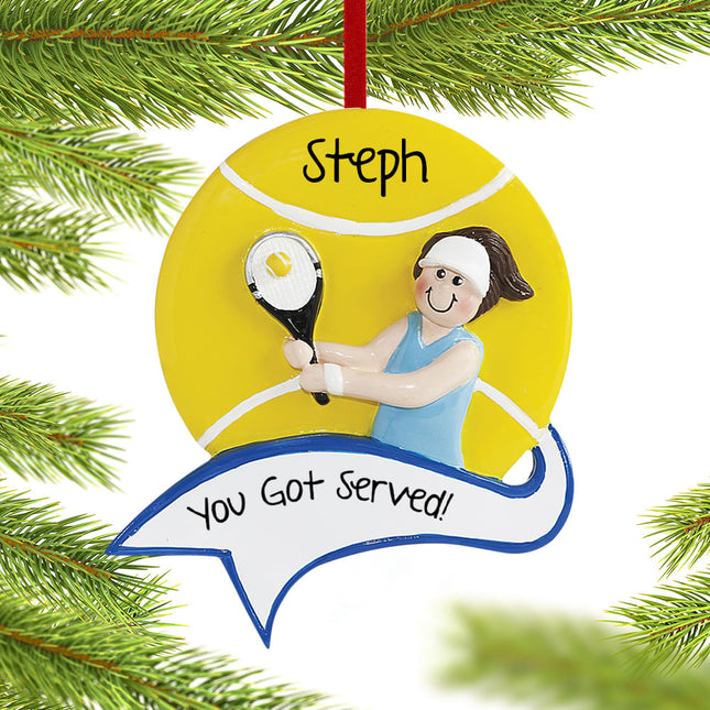 engraved personalized tennis female christmas ornament – Christmas ornament, holiday tree decoration or gift