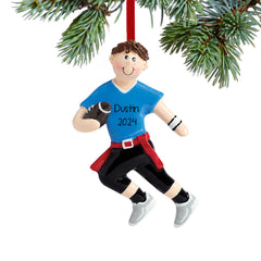 holiday personalized flag football boy christmas ornament – Christmas ornament, holiday tree decoration or gift