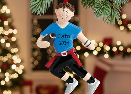 holiday personalized flag football boy christmas ornament – Christmas ornament, holiday tree decoration or gift
