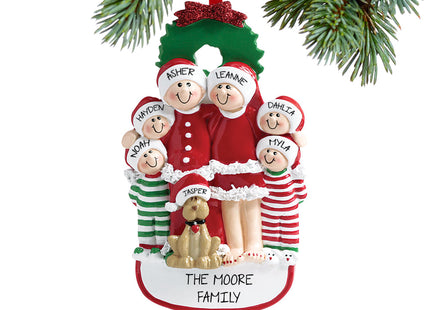 keepsake personalized christmas eve family of 6 with dog christmas ornament – Christmas ornament, holiday tree decoration or 