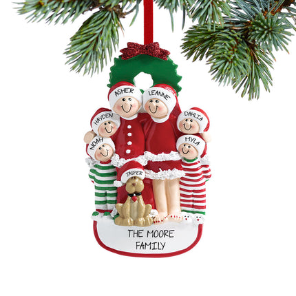 keepsake personalized christmas eve family of 6 with dog christmas ornament – Christmas ornament, holiday tree decoration or 
