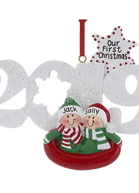 2019 Couple in a Sled Ornament  by RUDOLPH AND ME Ornament
