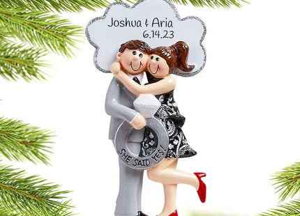 engraved personalized she said yes! christmas ornament – Christmas ornament, holiday tree decoration or gift