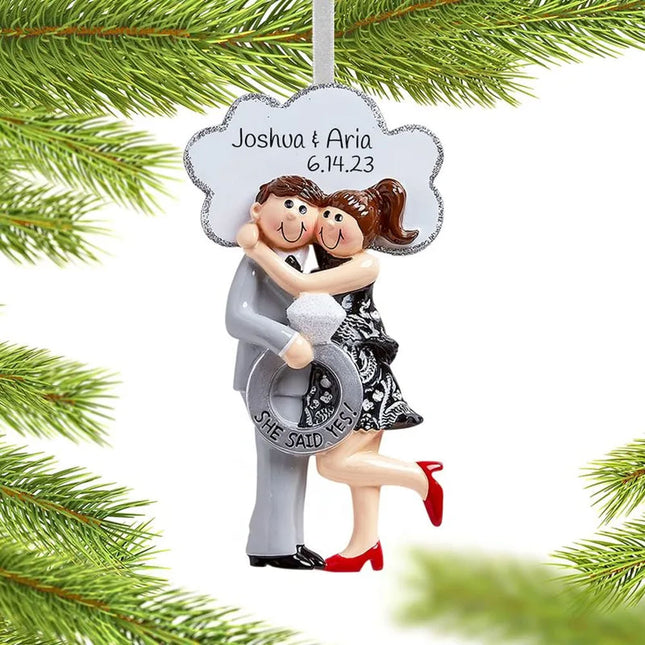 engraved personalized she said yes! christmas ornament – Christmas ornament, holiday tree decoration or gift