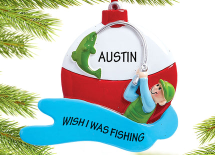 decorative personalized fishing guy christmas ornament – Christmas ornament, holiday tree decoration or gift