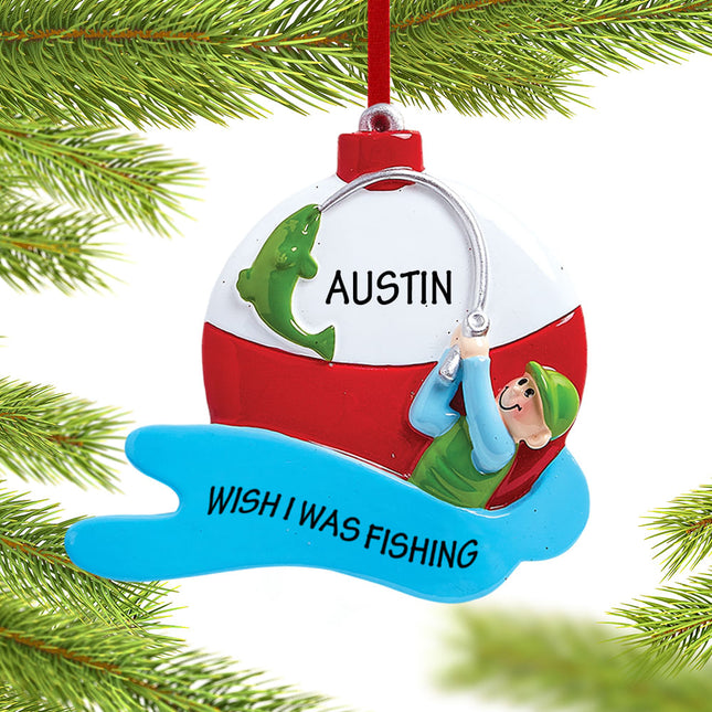 decorative personalized fishing guy christmas ornament – Christmas ornament, holiday tree decoration or gift