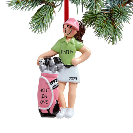 39 Golf Gifts for Women custom personalized female golfer with golf clubs christmas ornament – Christmas ornament, holiday tree decoration or gift