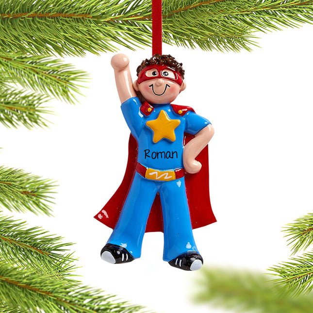 decorative personalized superhero boy christmas ornament – Christmas ornament, holiday tree decoration or gift