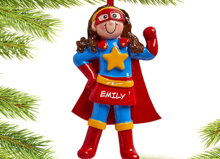 engraved personalized superhero girl christmas ornament – Christmas ornament, holiday tree decoration or gift