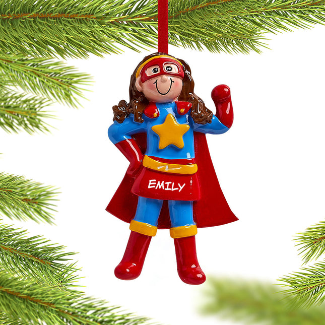 engraved personalized superhero girl christmas ornament – Christmas ornament, holiday tree decoration or gift