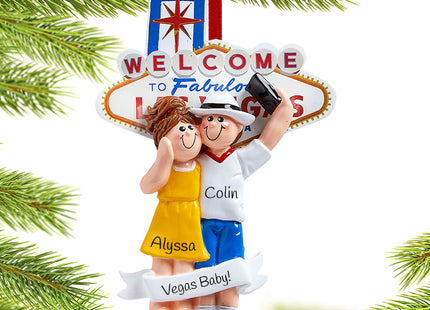 decorative personalized las vegas couple christmas ornament – Christmas ornament, holiday tree decoration or gift