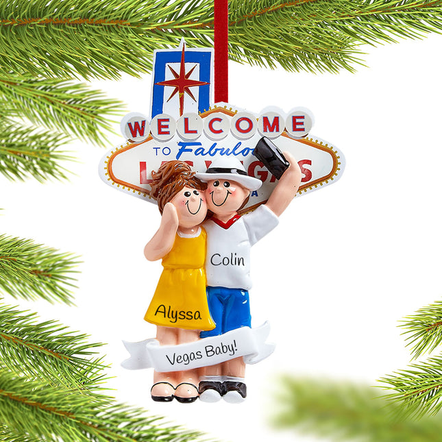 decorative personalized las vegas couple christmas ornament – Christmas ornament, holiday tree decoration or gift