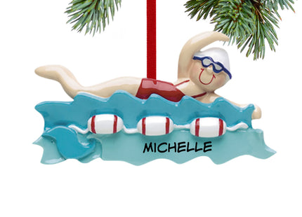 decorative personalized swimmer girl christmas ornament – Christmas ornament, holiday tree decoration or gift