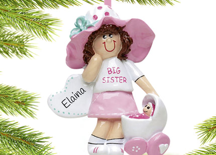 engraved personalized big sister with dolly baby buggy christmas ornament – Christmas ornament, holiday tree decoration or gi
