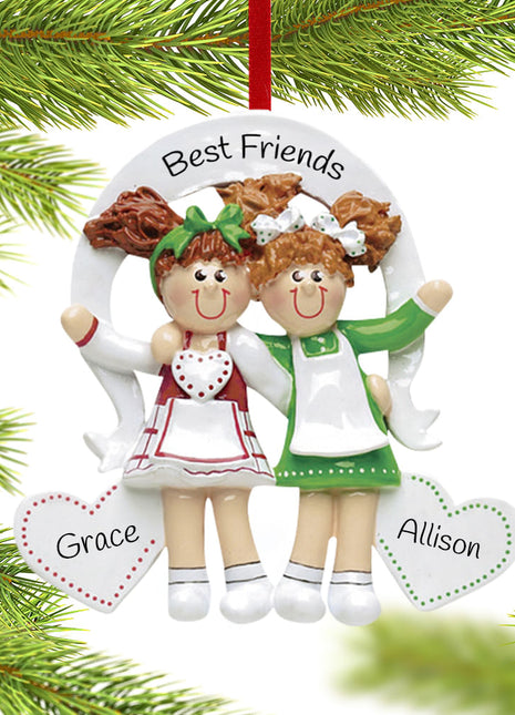 Friends or Sisters with Hearts Ornament  by RUDOLPH AND ME Ornament