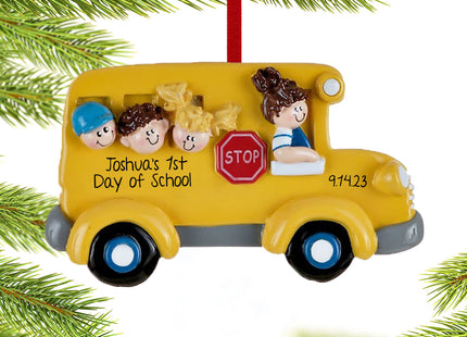 holiday personalized school bus with kids christmas ornament – Christmas ornament, holiday tree decoration or gift