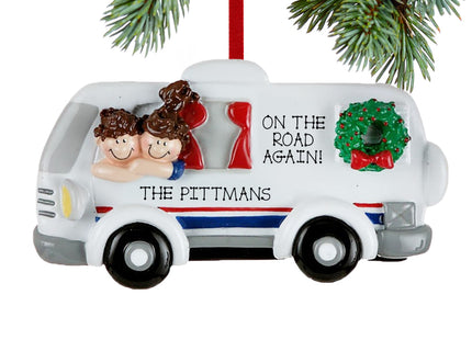 decorative personalized couple in motor home christmas ornament – Christmas ornament, holiday tree decoration or gift