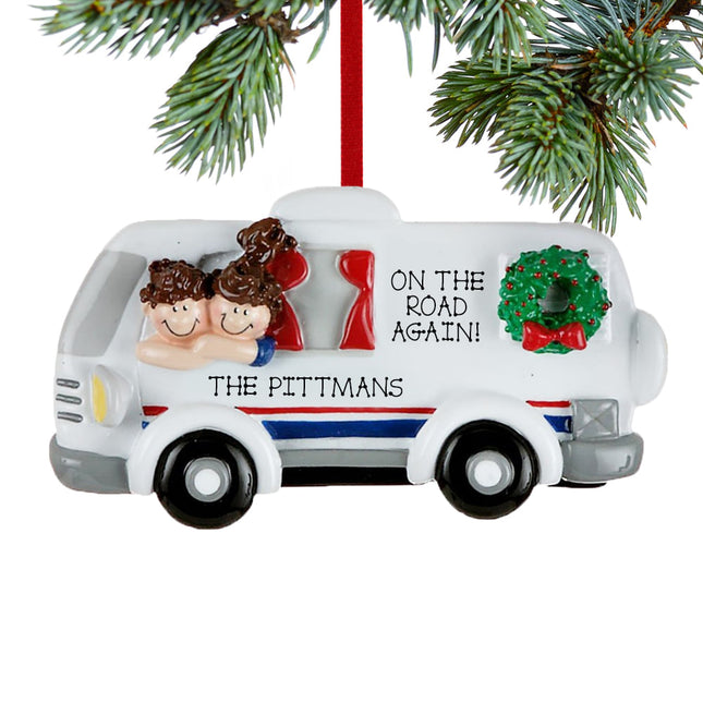 decorative personalized couple in motor home christmas ornament – Christmas ornament, holiday tree decoration or gift