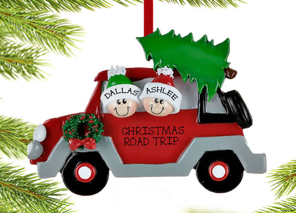 holiday personalized car family 2 christmas ornament – Christmas ornament, holiday tree decoration or gift