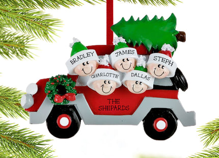 engraved personalized car family 5 christmas ornament – Christmas ornament, holiday tree decoration or gift