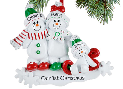 keepsake personalized snow family sled 3 christmas ornament – Christmas ornament, holiday tree decoration or gift