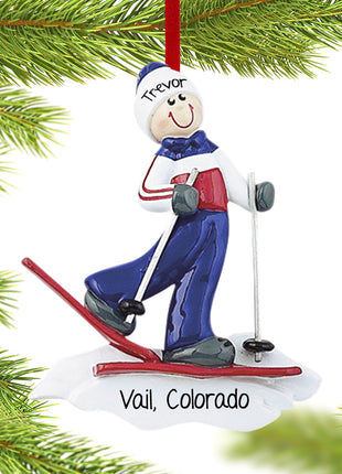 Adult Male Skier Ornament  by RUDOLPH AND ME Ornament