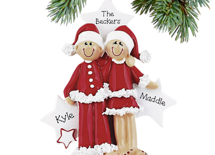 decorative personalized santa couple christmas ornament – Christmas ornament, holiday tree decoration or gift