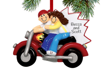 holiday personalized motorcycle couple christmas ornament – Christmas ornament, holiday tree decoration or gift