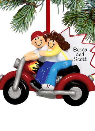 Motorcycle Couple Ornament  by RUDOLPH AND ME Ornament