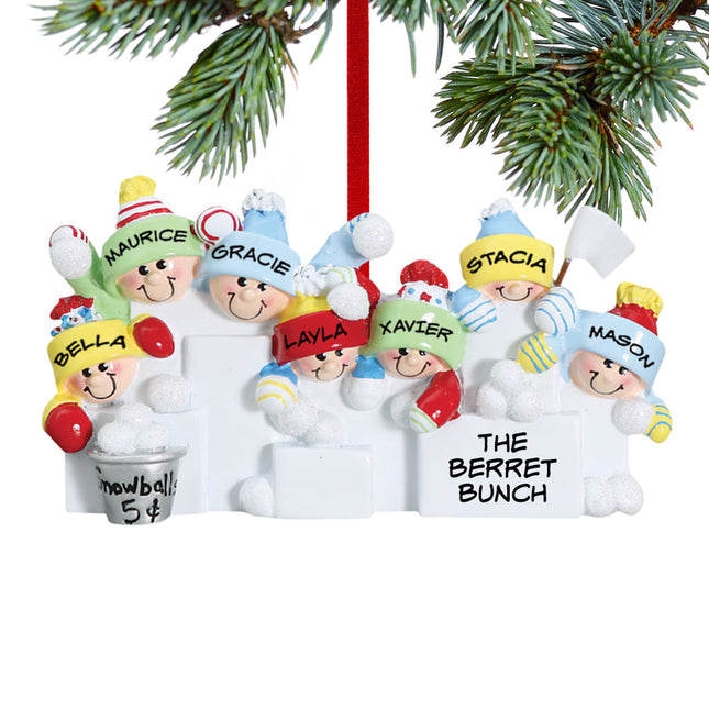 Snowball Fight Family Personalized Ornament