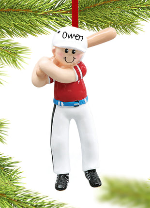 Baseball Player in Batting Helmet Ornament  by RUDOLPH AND ME Ornament