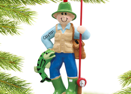 keepsake personalized fisherman with fishing pole christmas ornament – Christmas ornament, holiday tree decoration or gift