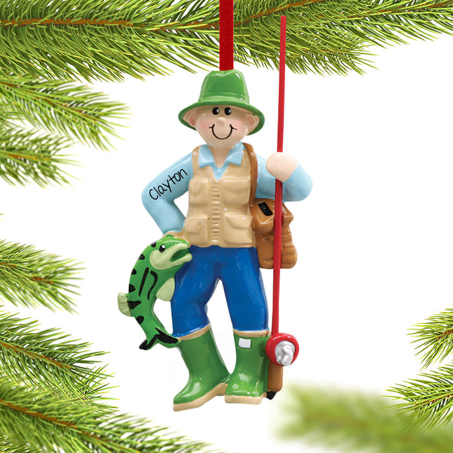 keepsake personalized fisherman with fishing pole christmas ornament – Christmas ornament, holiday tree decoration or gift