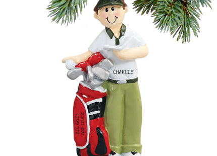 personalized personalized male golfer with golf bag christmas ornament – Christmas ornament, holiday tree decoration or gift