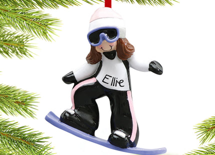 holiday personalized snowboarder girl christmas ornament – Christmas ornament, holiday tree decoration or gift