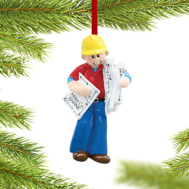personalized personalized architect or construction foreman christmas ornament – Christmas ornament, holiday tree decoration 