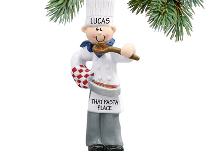 custom personalized male chef with tasting spoon christmas ornament – Christmas ornament, holiday tree decoration or gift